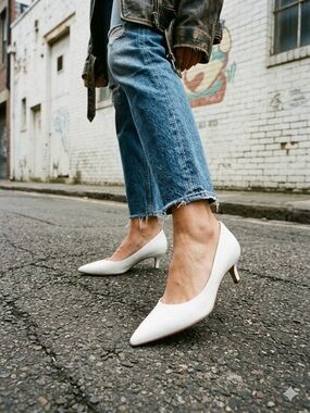 SAM EDELMAN Pointed Toe Kitten Heel Shoes Women's Sz 10.5 Bright White - No Box